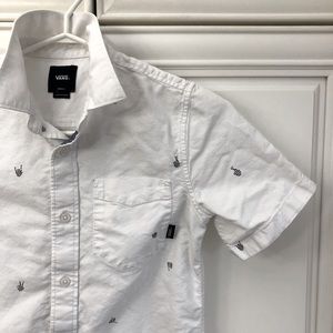 Vans skeleton hand boys button shirt